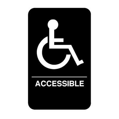 Vollrath 5632 6" x 9" Accessible Sign - Braille, White on Black