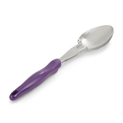 Vollrath 6414080 14" Solid Basting Spoon w/ Purple Ergonomic Handle - Stainless Steel, Purple Handle, Antmicrobial Protection