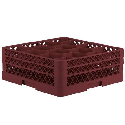 Vollrath TR18JJ 21 Rack Max Glass Rack w/ 12 Compartments - 12 Extenders, Burgundy, Red