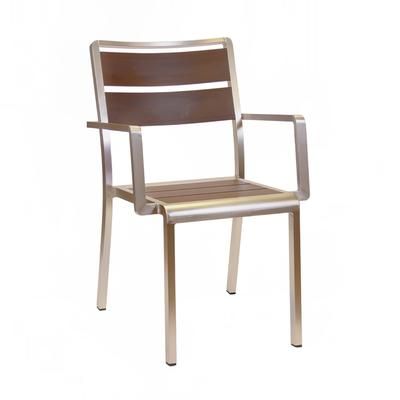 emu A1120 (06-402) Sid Indoor/Outdoor Stackable Armchair - Aluminum, Dark Brown, Wenge Wood and Brushed Aluminum
