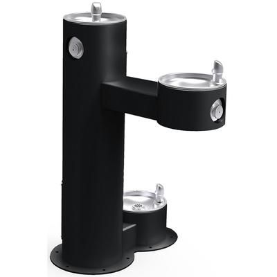 Elkay LK4420DBFRKBLK Bi Level Outdoor Drinking Fountain w/ Pet Fountain - Non Refrigerated, Black