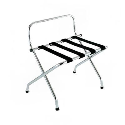 CSL 1055C-BL Metal Luggage Rack w/ 2 1/4" Black Poly Straps - 24 1/4"W x 16"D x 26 1/2"H, Chrome