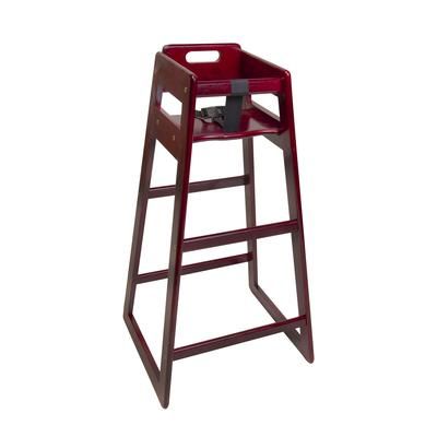 CSL 910MH 39 1/2" Pub Height Wood High Chair w/ Waist Strap, Mahogany, Red