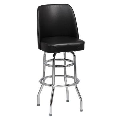 Royal Industries ROY 7722 B Commercial Bar Stool w/ Solid Back & Black Vinyl Bucket Seat, Chrome
