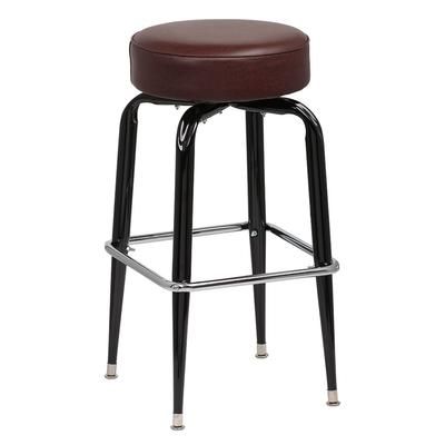 Royal Industries ROY 7723 BRN Backless Commercial Bar Stool w/ Brown Vinyl Seat, Black