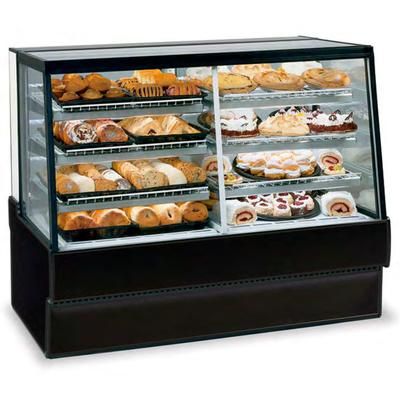 Federal SGR5948DZ 59" Full Service Bakery Case w/ Straight Glass - 4 Levels, 120v, Refrigerated Left, Non-Refrigerated Right, Black