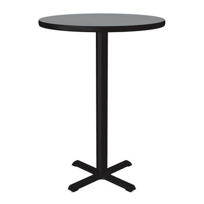 Correll BXB30R-15-09-09 30" Round Bar Height Table - Gray Granite Laminate Top, Cast Iron Base