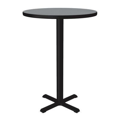 Correll BXB30R-15-09-09 30" Round Bar Height Table - Gray Granite Laminate Top, Cast Iron Base