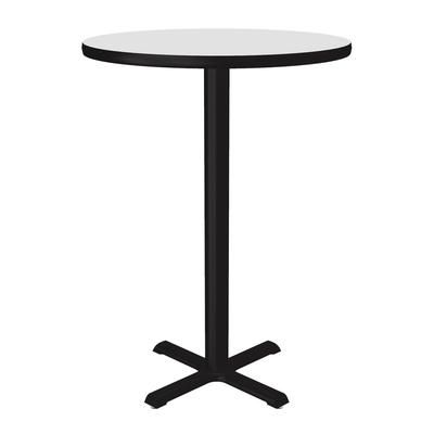 Correll BXB30R-36-09-09 30" Round Bar Height Table - White Laminate Top, Cast Iron Base