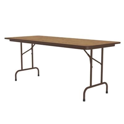 Correll CF3096M-06 96" Rectangular Folding Table w/ Medium Oak Melamine Top, 29"H, Brown