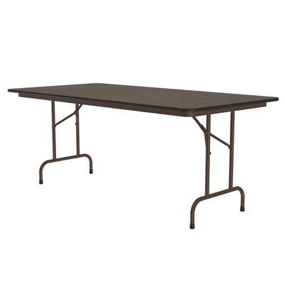 Correll PC3696P-01 96" Rectangular Folding Table w/ Walnut Plywood Top, 29"H, Black