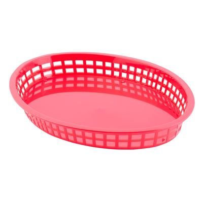 Tablecraft 1086R Texas Platter Basket - 12 3/4 x 9 1/2 x 1 1/2", Polypropylene, Oval, Red