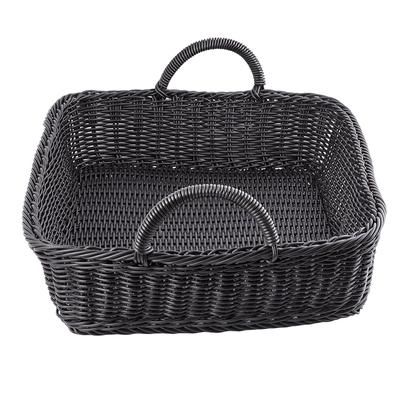 Tablecraft M2493H Ridal Collection Basket w/ Handles, 19" x 14" x 4", Rectangular, Handwoven, Polypropylene, Black, Case of 6