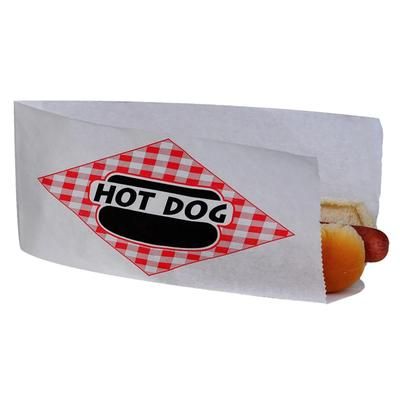 Gold Medal 5444 Disposable Slit Open Top Hot Dog Bags, Dry Wax, 1,000/Case, White, Pack of 1000