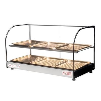 Skyfood FWDC2-33-6P 33" Full Service Countertop Heated Display Case - 2 Shelves, 120v, Double Shelf, 6 Pans, Silver