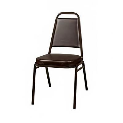 Oak Street SL2082-ESP Stacking Chair w/ Brown Vinyl Back & Seat - Steel Frame, Brown