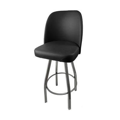 Oak Street SL2136-BLK Swivel Commercial Bar Stool w/ Black Bucket Seat, Black, Upholstered Bucket Seat