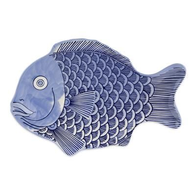 GET 370-14-BL 14" x 10" Fish Platter - Melamine, Blue, 1 Dozen