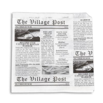 GET 4-T3000 7" Square Basket Liner Paper Bags - Village Post Newsprint, White, Double-Open, Case of 2000
