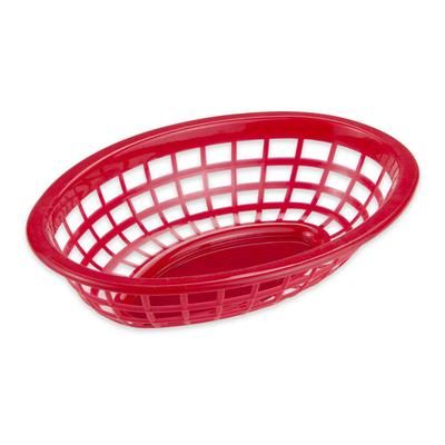 GET OB-734-R Oval Bread & Bun Basket, 8" x 5 1/2", Polypropylene, Red