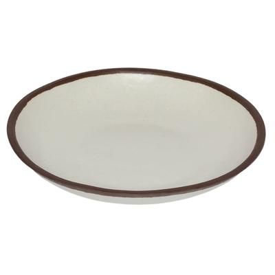GET P-83-CRM 8 3/10" Round Melamine Plate, Cream w/ Brown Trim, White