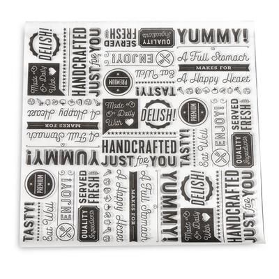 GET P-GT-1212-W 12" Square Sandwich/Deli Wrap Paper - Black Typography, White, Case of 1000
