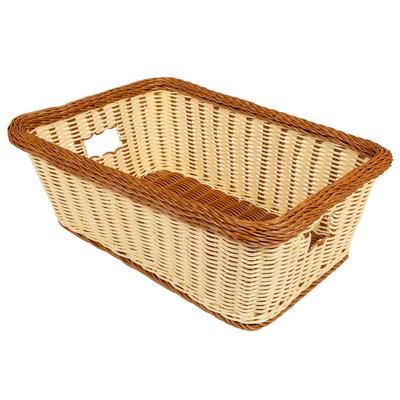 GET WB-1515-TT Rectangular Bread & Bun Basket, 18 1/2" x 13 1/2", Polypropylene, Two Tone, Beige, Pack of 6