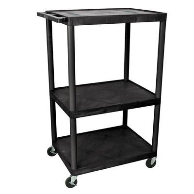Luxor LE54-B 54" 3 Level A/V Utility Cart w/ 400 lb Capacity - Plastic, Black