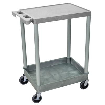 Luxor STC21-G 2-Level Polymer Utility Cart w/ 300-lb Capacity, Raised Ledges