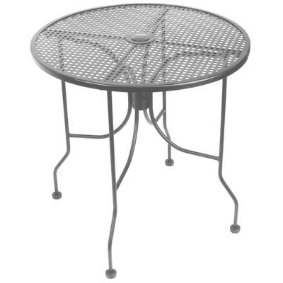 American Tables & Seating ALM36-GRY 36" Round Outdoor Table w/ Umbrella Hole - Aluminum, Dark Gray