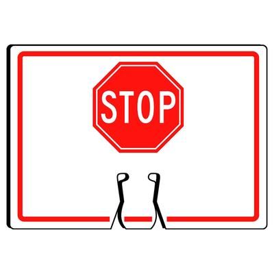 Accuform Signs FBC738 Warning Sign for Traffic Cone - "STOP", 10" x 14", Plastic, Red/White