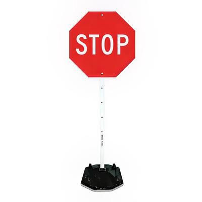 Accuform Signs HSP800 Portable Sign Stand w/ 6 ft White Steel Post & Rubber Base