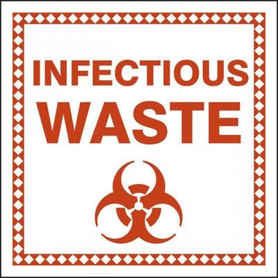 Accuform Signs MHZW503EVC "INFECTIOUS WASTE" Drum & Container Label - 6" x 6", Adhesive Poly Sheet, Acrylic Adhesive, White, Pack of 100
