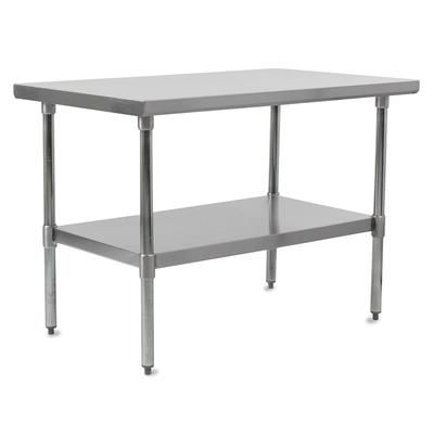 John Boos FBLS3018 30" 18 ga Work Table w/ Undershelf & 430 Series Stainless Steel Flat Top, 30" Width, Plastic Bullet Feet