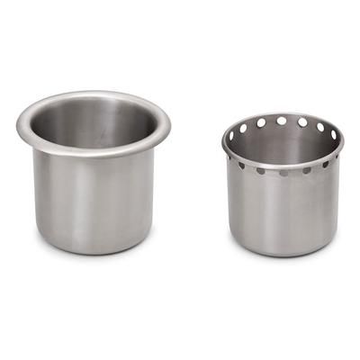 John Boos PB-DWBA-X 5 1/2" Round Dipper Well Bowl w/ Basket Drain, Stainless Steel, Insert Included