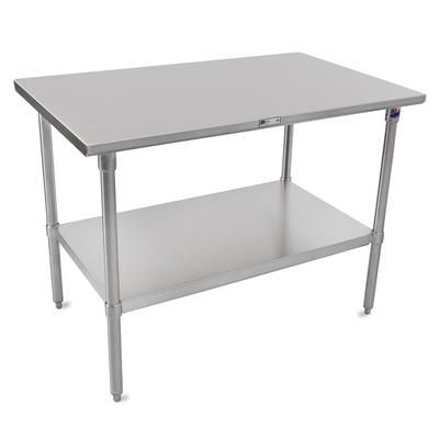 John Boos ST6-24120SSK-X 120" 16 ga Work Table w/ Undershelf & 300 Series Stainless Steel Flat Top, 16-ga. Stainless Steel Top, Stainless Steel Undershelf