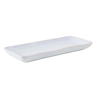 Tuxton GAA-550 11 5/8" x 5 1/8" Rectangular Artisan Tray - Ceramic, Agave, White