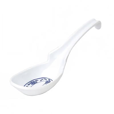 Thunder Group 7100TB 1 oz Melamine Soup Spoon, White/Blue, Lotus Series, Pack of 60