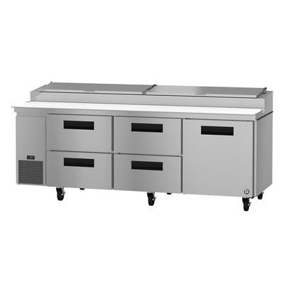 Hoshizaki PR93A-D4 93" Steelheart Pizza Prep Table w/ Refrigerated Base, 115v, (12) 1/3 Size Pan Capacity, 4 Drawers/1 Door, Stainless Steel