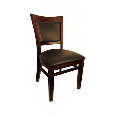 H&D Commercial Seating 8279 DW/BKV Dining Chair w/ Solid Back & Black Vinyl Seat - Dark Walnut Frame, Ladder Back