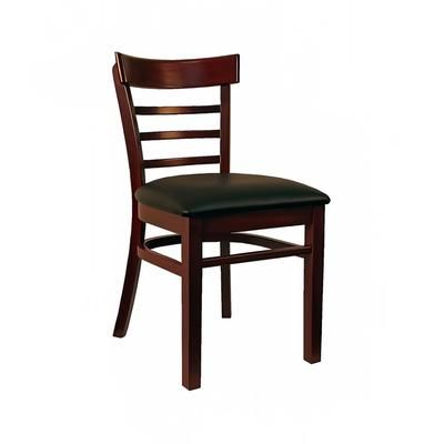 H&D Commercial Seating 8676 DM/BKV Dining Chair w/ Ladder Back & Black Vinyl Seat - Dark Mahogany Frame