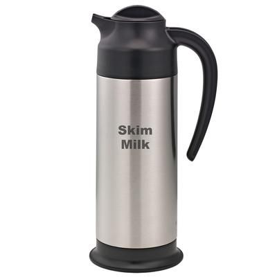 Service Ideas SSN100SMET 1 liter Vacuum Carafe w/ Screw On Lid & Stainless Liner - Brushed Stainless, Silver