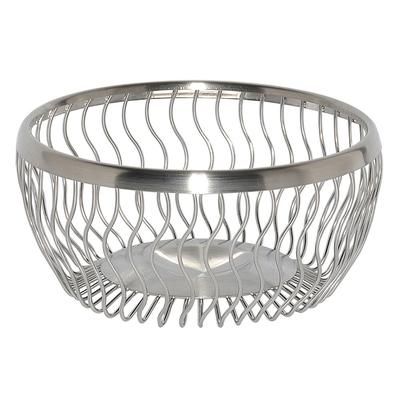 Service Ideas WBRW9BS 9" Round Wire Basket, Wavy, Brushed Stainless, Silver