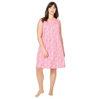 Plus Size Women's Short Sleeveless Sleepshirt by Dreams & Co. in Pink Hearts (Size 5X/6X) Nightgown