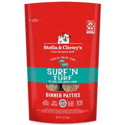 Freeze Dried Raw Dinner Patties High Protein Surf 'N Turf Salmon & Beef Recipe Dry Dog Food 14 oz.