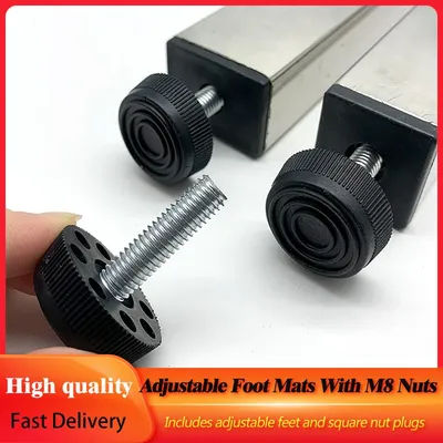 4 pièces tapis de pied réglables carrés avec écrous M8 bouchon de tuyau Rectangle meubles Tube couverture Table chaise jambe rehaussement pieds coussinets