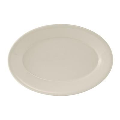 Tuxton TRE-034 9 3/8" x 6 1/2" Oval Reno Platter - Ceramic, American White/Eggshell, 2 Dozen