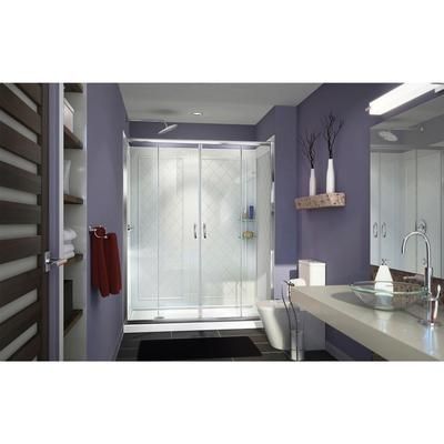 Dreamline DreamLine Visions 36 inch D x 60 inch W x 76 3/4 inch H Semi-Frameless Sliding Shower Door in Chrome, Left Drain Shower Base, and Wall Kit in White DL-6115L-01CL