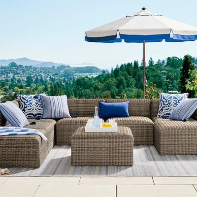 Covelle Modular Furniture in Khaki Wicker - Center Chair - Frontgate