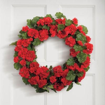 Geranium Wreaths - White, White/22" - Grandin Road